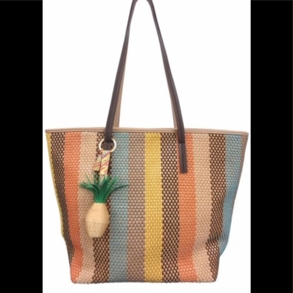 Sondra Roberts Woven Striped Tote,NWT-Boutique - Picture 2 of 7
